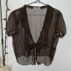 Sheer Frilly Tie “Cardigan”